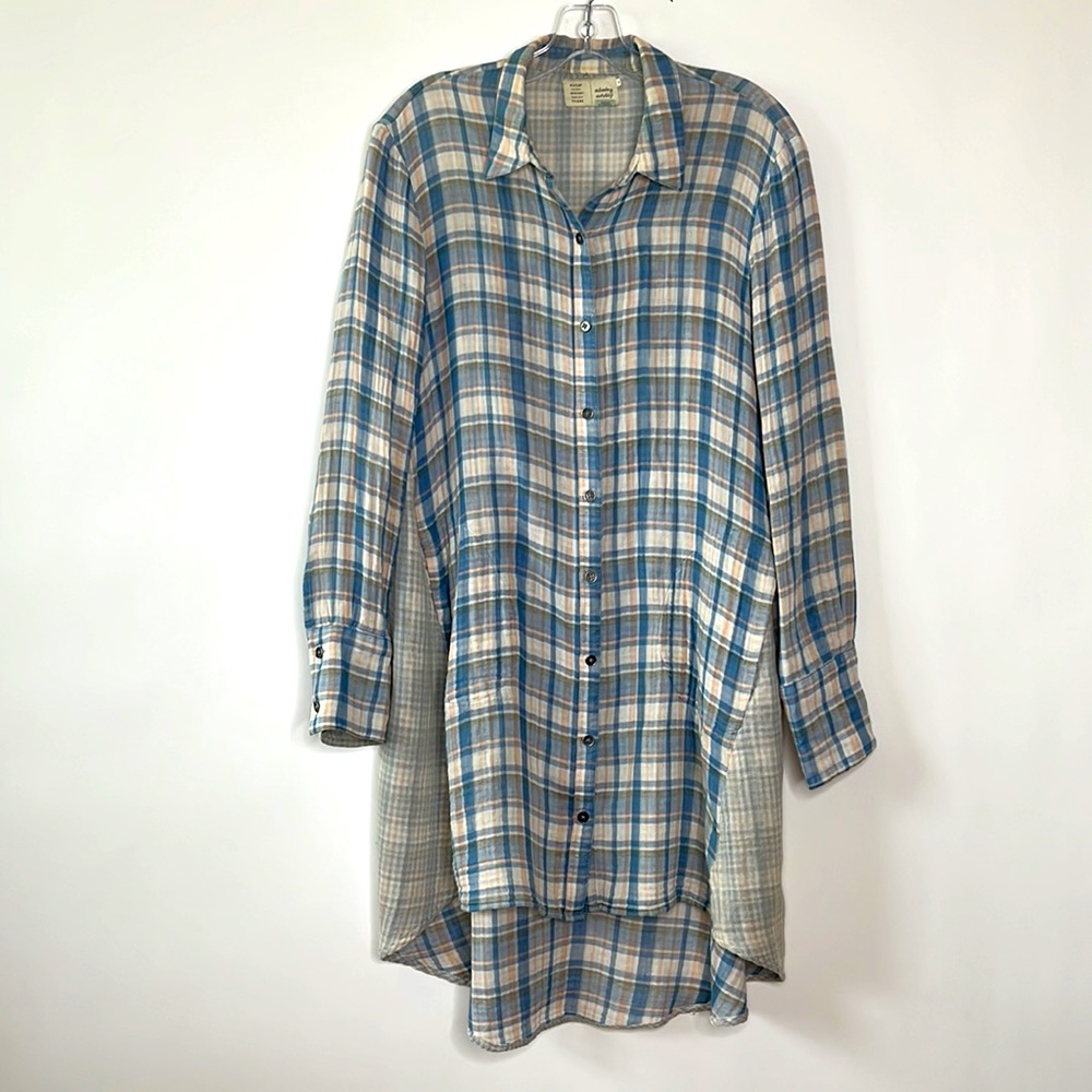 ANTHROPOLOGIE‎ MIXED PLAID SHIRT DRESS SZ Medium
